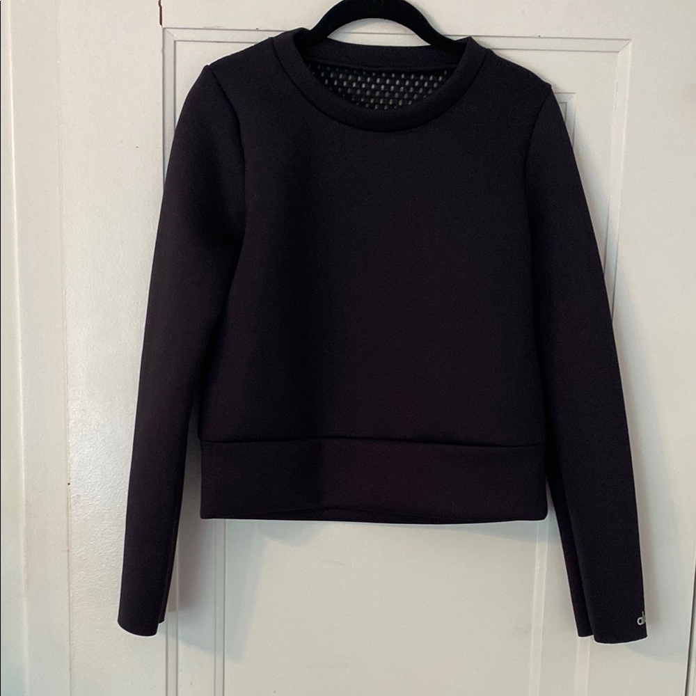 Alo Yoga Mesh Back Scuba Sweatshirt – Cropped, Size M (Runs Small)